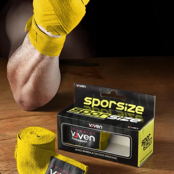 Voven Boxing Muay Thai Bandage Blue Boks Bandajı Muay Thai Bandajı El Sargısı Sarı 3,5 Metre